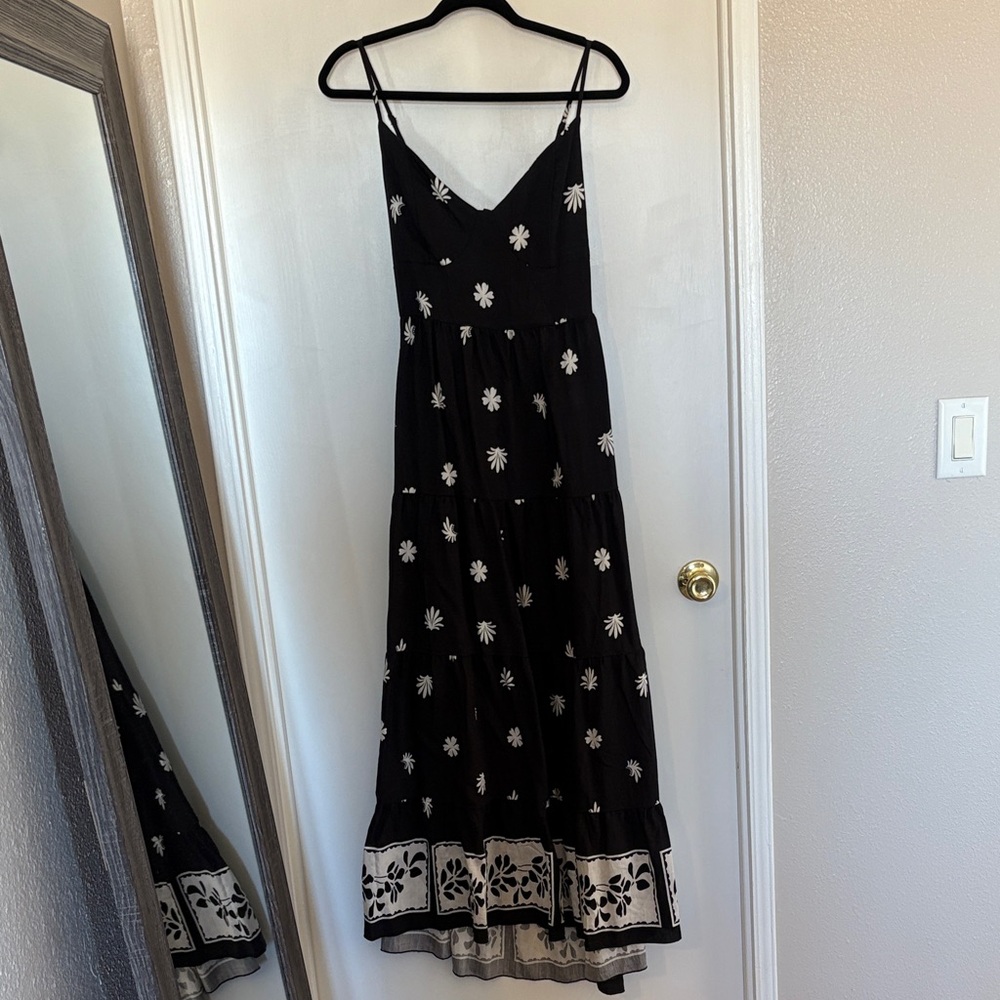 Floral Black and White Maxi Dress